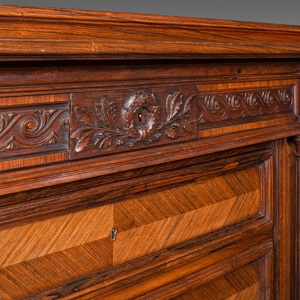 Antique Tallboy Correspondence Desk, French, Kingwood, Escritoire, Victorian