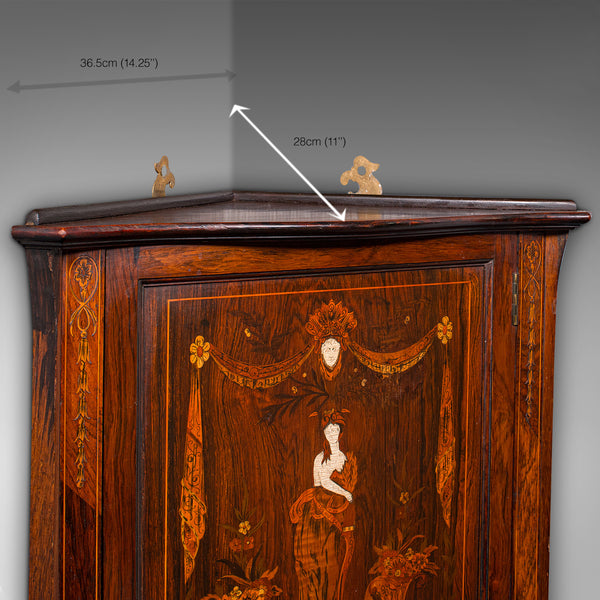 Small Antique Corner Cabinet, English, Georgian Revival, Cupboard, Edwardian