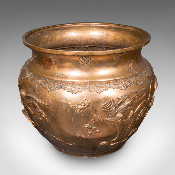 Large Antique Jardinière, Japanese, Bronze, Tree Planter Pot, Victorian, Meiji