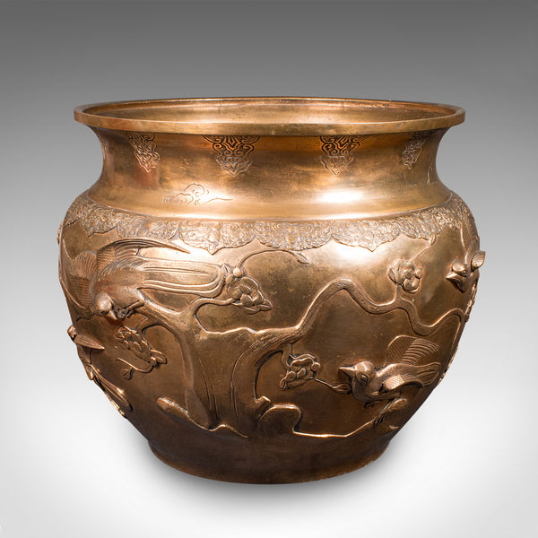 Large Antique Jardinière, Japanese, Bronze, Tree Planter Pot, Victorian, Meiji