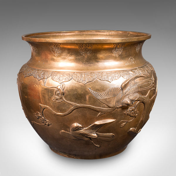 Large Antique Jardinière, Japanese, Bronze, Tree Planter Pot, Victorian, Meiji