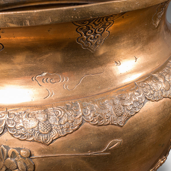 Large Antique Jardinière, Japanese, Bronze, Tree Planter Pot, Victorian, Meiji
