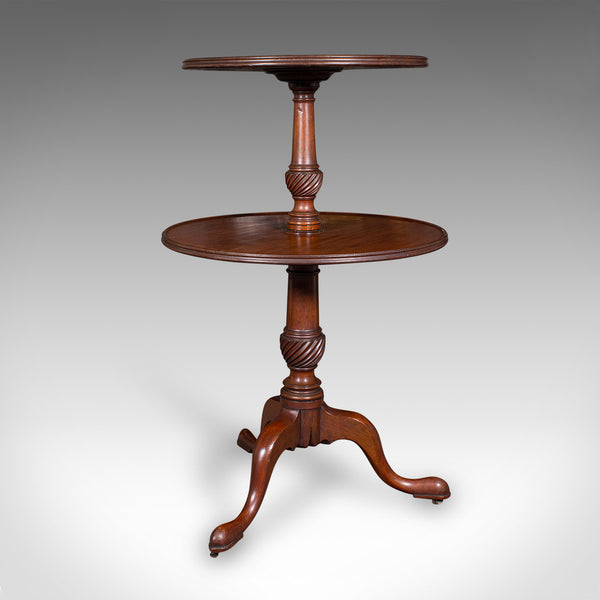 Antique Two Tier Dumb Waiter, English, Afternoon Tea, Jardiniere Stand, Georgian