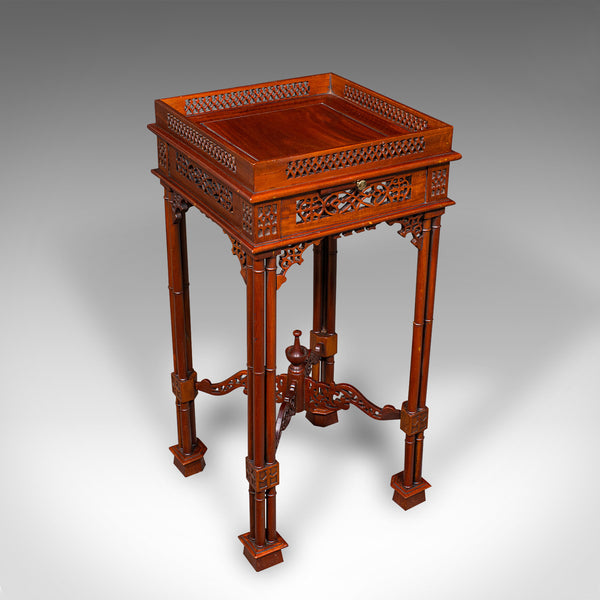 Vintage Occasional Table, Oriental, Chippendale Revival, Lamp, Side, Circa 1970