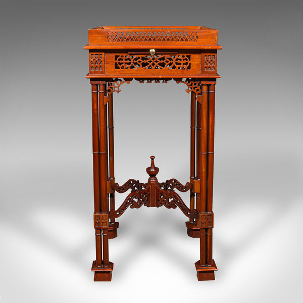 Vintage Occasional Table, Oriental, Chippendale Revival, Lamp, Side, Circa 1970