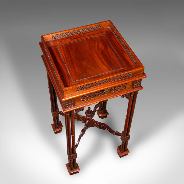 Vintage Occasional Table, Oriental, Chippendale Revival, Lamp, Side, Circa 1970