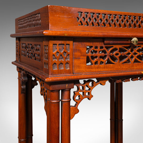 Vintage Occasional Table, Oriental, Chippendale Revival, Lamp, Side, Circa 1970