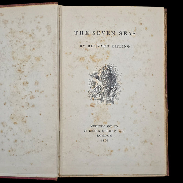 Antique Poetry Book, The Seven Seas, Rudyard Kipling, Poems, Literary Classic