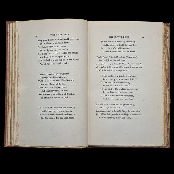 Antique Poetry Book, The Seven Seas, Rudyard Kipling, Poems, Literary Classic