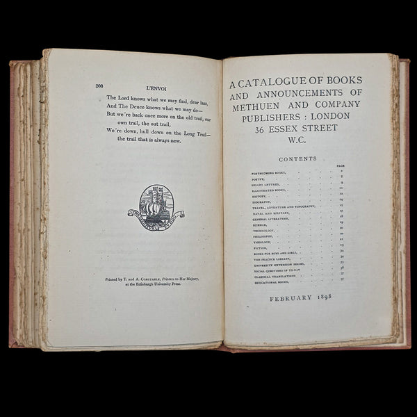 Antique Poetry Book, Barrack Room Ballads, Rudyard Kipling, Literary Classic