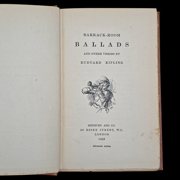Antique Poetry Book, Barrack Room Ballads, Rudyard Kipling, Literary Classic