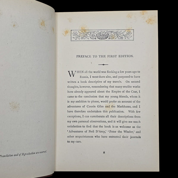 Antique Book, Fred Markham In Russia, Memoir, Travel Literature, Victorian, 1884