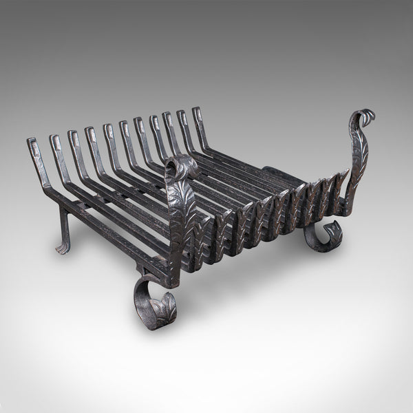 Antique Fire Grate, English, Wrought Iron, Fireplace Basket, Edwardian, C.1910
