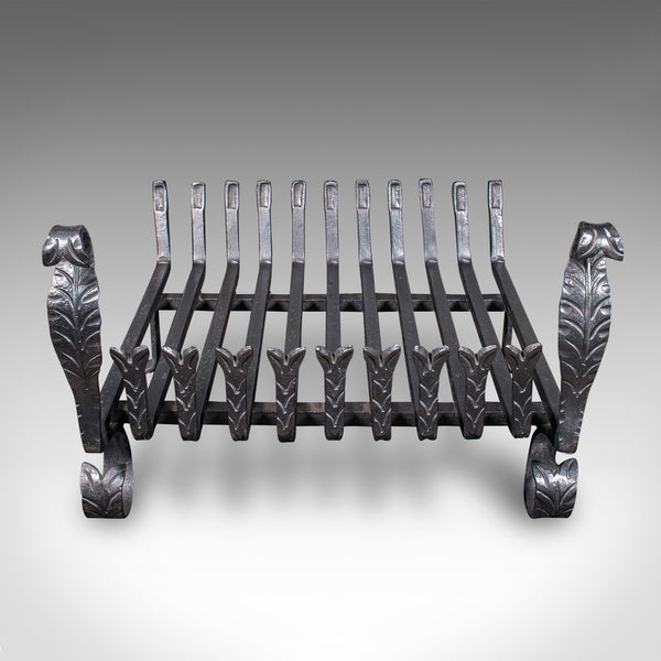 Antique Fire Grate, English, Wrought Iron, Fireplace Basket, Edwardian, C.1910