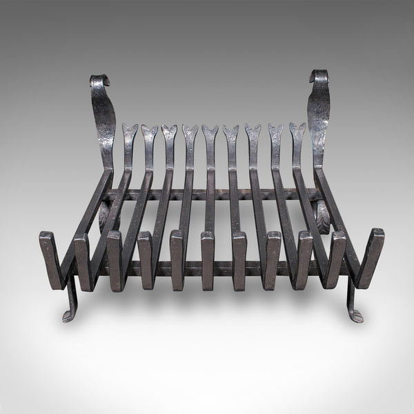 Antique Fire Grate, English, Wrought Iron, Fireplace Basket, Edwardian, C.1910