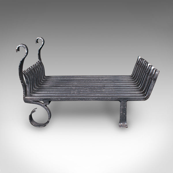Antique Fire Grate, English, Wrought Iron, Fireplace Basket, Edwardian, C.1910