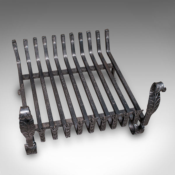 Antique Fire Grate, English, Wrought Iron, Fireplace Basket, Edwardian, C.1910