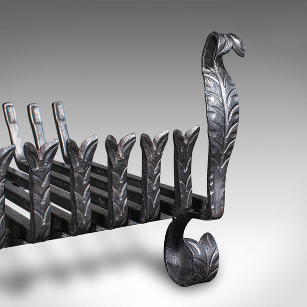Antique Fire Grate, English, Wrought Iron, Fireplace Basket, Edwardian, C.1910