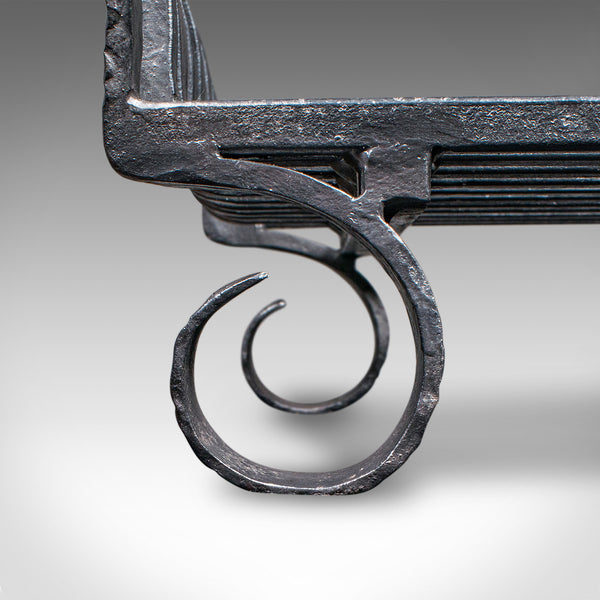 Antique Fire Grate, English, Wrought Iron, Fireplace Basket, Edwardian, C.1910