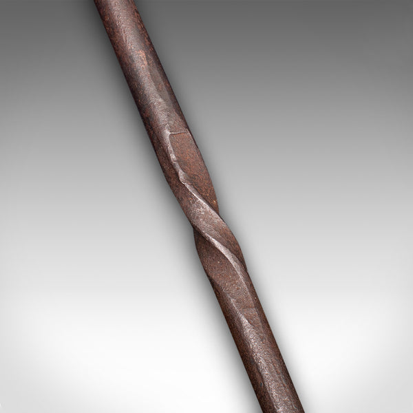Antique Ram's Head Fire Poker, English Wrought Iron, Aries, Fireplace, Edwardian