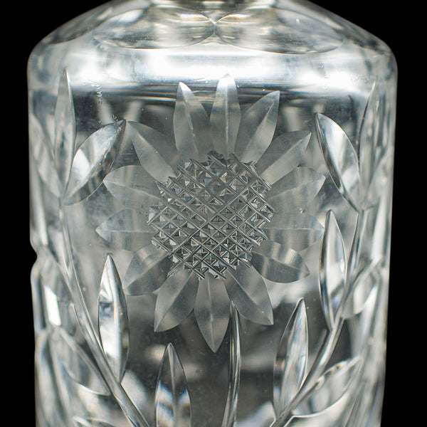 Vintage Scotch Decanter, English, Cut Glass, Silver, Whiskey, Hallmarked, 1965