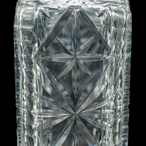 Vintage Whisky Decanter, English Cut Glass, Bourbon, Scotch, Carafe, Mid Century