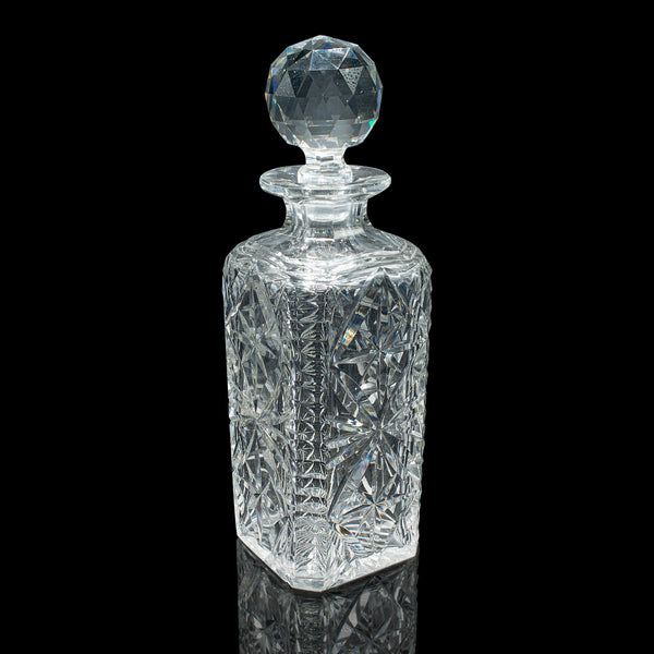 Vintage Whisky Decanter, English Cut Glass, Bourbon, Scotch, Carafe, Mid Century