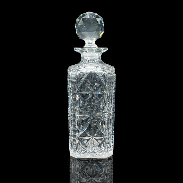 Vintage Whisky Decanter, English Cut Glass, Bourbon, Scotch, Carafe, Mid Century