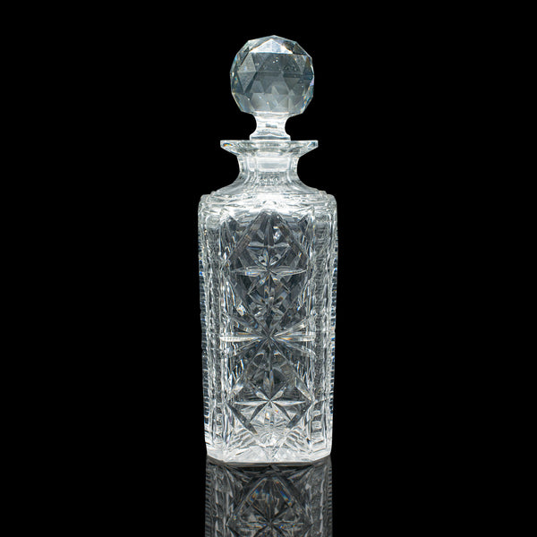 Vintage Whisky Decanter, English Cut Glass, Bourbon, Scotch, Carafe, Mid Century