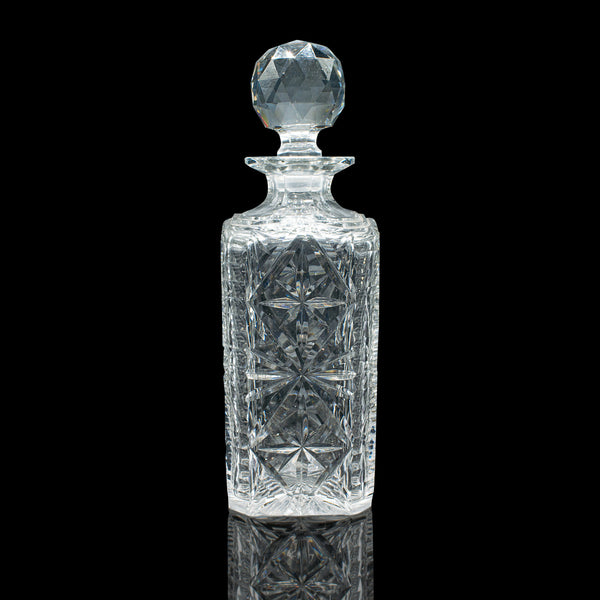 Vintage Whisky Decanter, English Cut Glass, Bourbon, Scotch, Carafe, Mid Century
