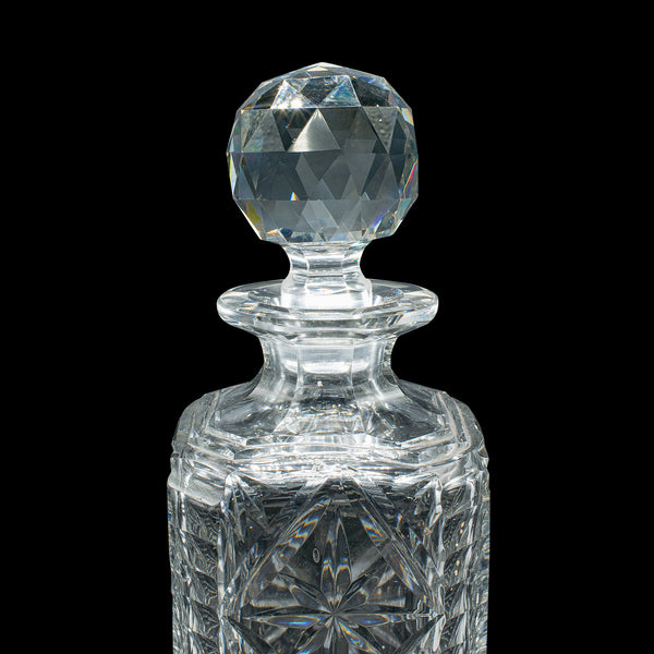 Vintage Whisky Decanter, English Cut Glass, Bourbon, Scotch, Carafe, Mid Century
