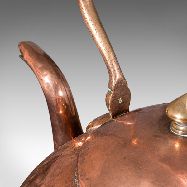 Antique Fireplace Kettle, English, Copper, Hearth Warmer, Victorian, Circa 1870