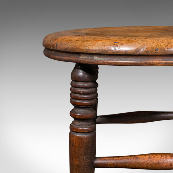 Small Antique Artists Stool, English Beech, Country Studio, Victorian, C.1890