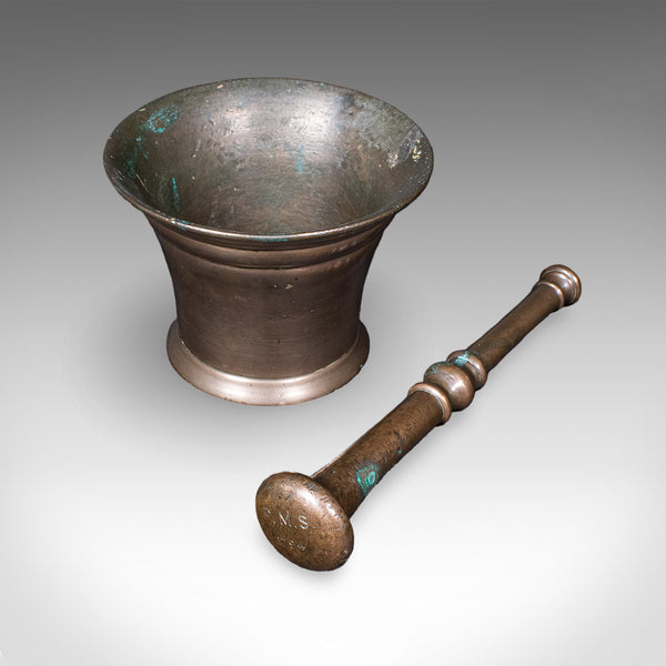 Antique Chemist's Counter Mortar & Pestle, English, Bronze, Apothecary, Georgian