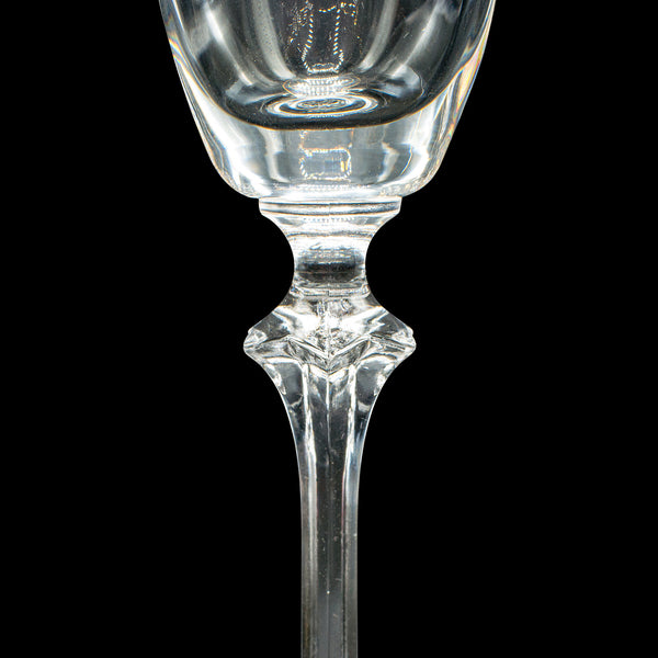 Set Of 12 Vintage Champagne Flutes, Continental, Wine Glass, Gold Leaf, C.1980