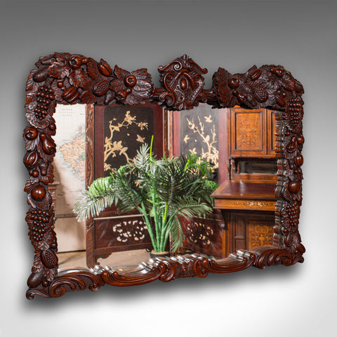 Antique Overmantle Mirror, English, Country House, Carved, Victorian, Circa 1900