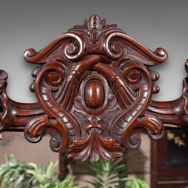 Antique Overmantle Mirror, English, Country House, Carved, Victorian, Circa 1900