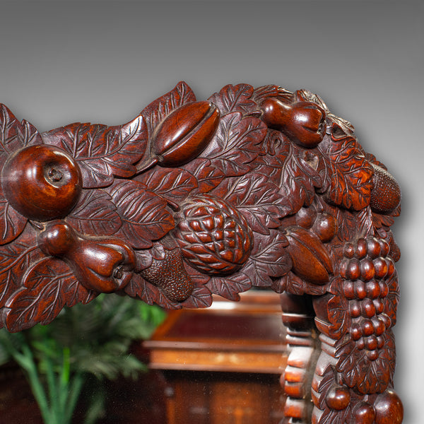 Antique Overmantle Mirror, English, Country House, Carved, Victorian, Circa 1900