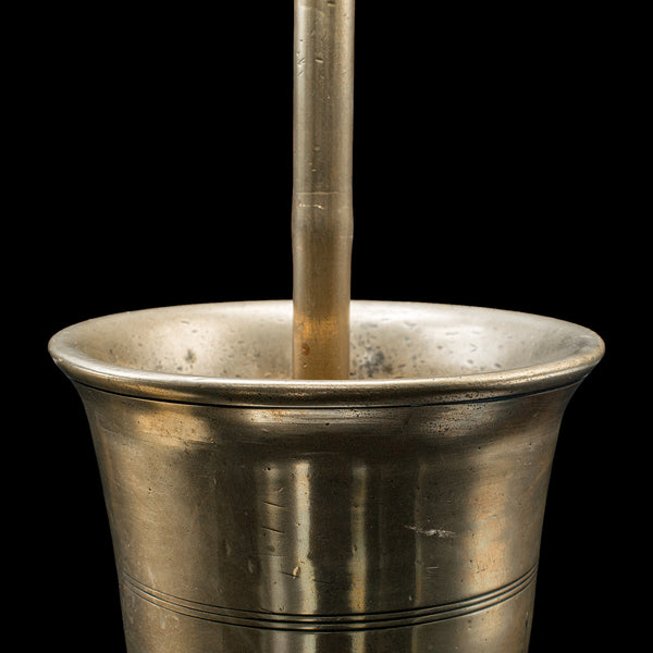 Antique Mortar and Pestle Set, English Bronze Apothecary Grinder, Georgian, 1750