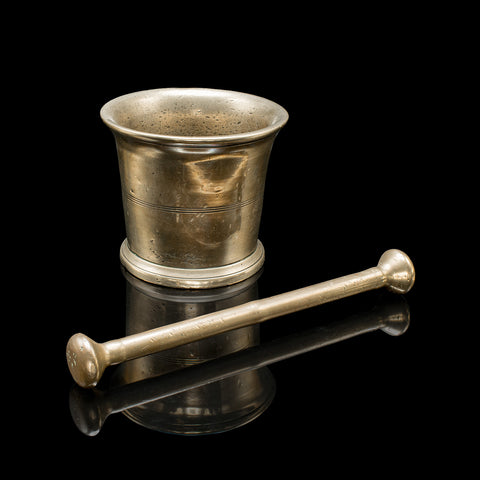 Antique Mortar and Pestle Set, English Bronze Apothecary Grinder, Georgian, 1750