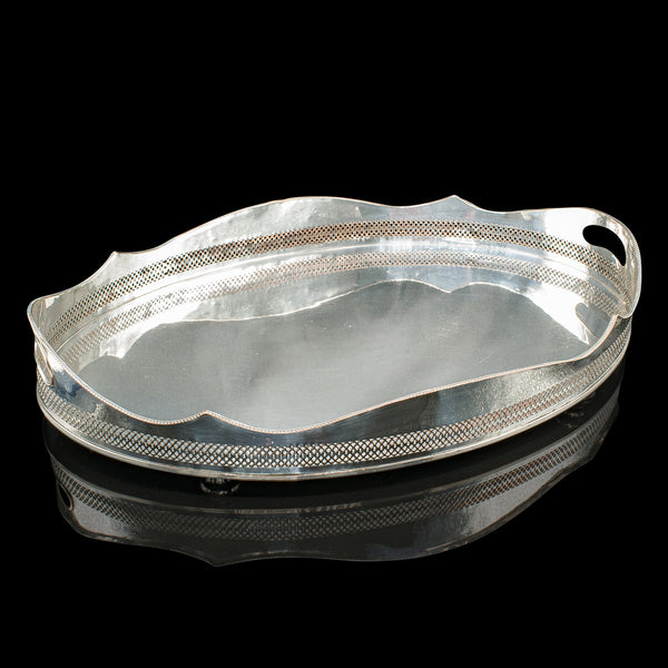 Antique Presentation Serving Tray, English, Silver Plated, Cocktail, Edwardian