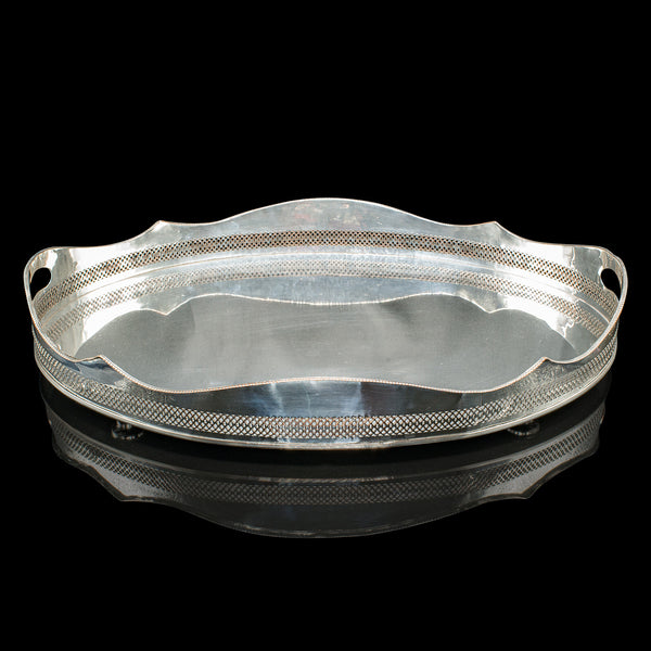 Antique Presentation Serving Tray, English, Silver Plated, Cocktail, Edwardian