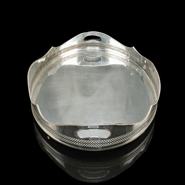 Antique Presentation Serving Tray, English, Silver Plated, Cocktail, Edwardian