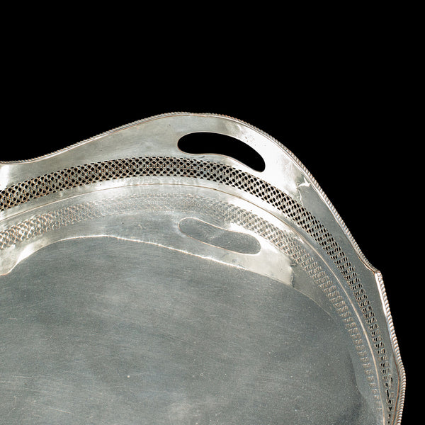 Antique Presentation Serving Tray, English, Silver Plated, Cocktail, Edwardian