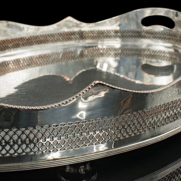 Antique Presentation Serving Tray, English, Silver Plated, Cocktail, Edwardian
