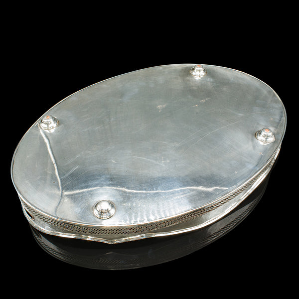 Antique Presentation Serving Tray, English, Silver Plated, Cocktail, Edwardian