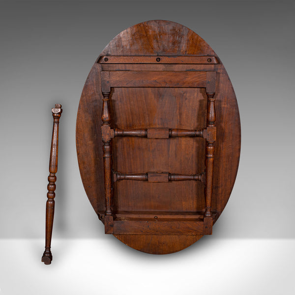 Antique Campaign Mess Table, English, Walnut, Oval, Occasional, Victorian, 1900