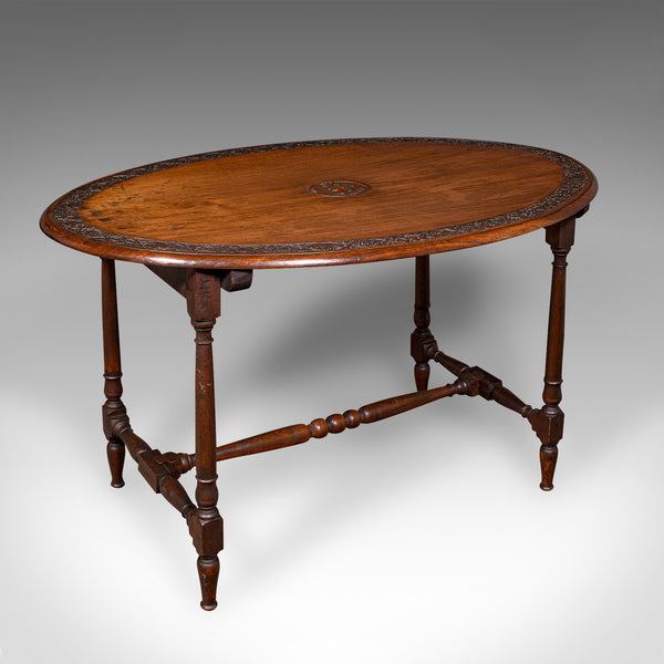 Antique Campaign Mess Table, English, Walnut, Oval, Occasional, Victorian, 1900