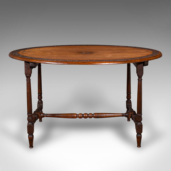 Antique Campaign Mess Table, English, Walnut, Oval, Occasional, Victorian, 1900