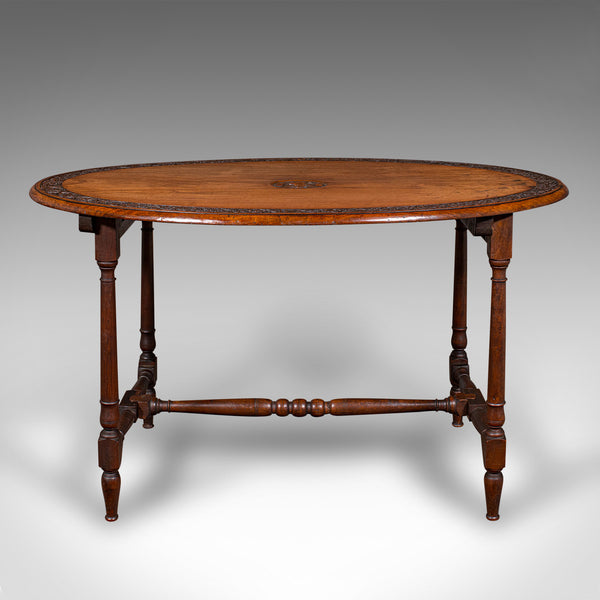 Antique Campaign Mess Table, English, Walnut, Oval, Occasional, Victorian, 1900